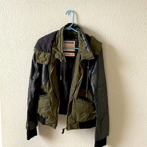 Urban bomber dark green & black jacket with hood